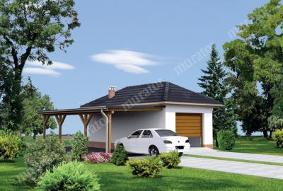 Проект дома Гараж с хозяйственным помещением и гаражным навесом ГЦ49б вид спереди