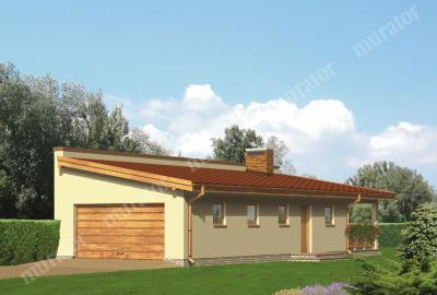 Проект дома Гараж с жилой частью и навесом для отдыха Г24 вид спереди
