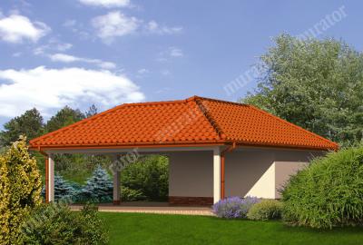 Проект дома Гаражный навес с хозяйственным помещением ГЦ36 вид со стороны