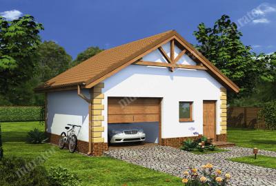 Проект дома Гараж с хозяйственным помещением и чердаком над гаражом ГЦ46 вид спереди