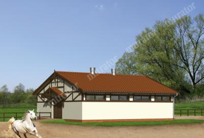 Проект дома Конюшня на 4 головы С02а вид со стороны