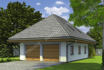 Проект дома Гараж с мансардой и хозпомещением Г51 вид спереди