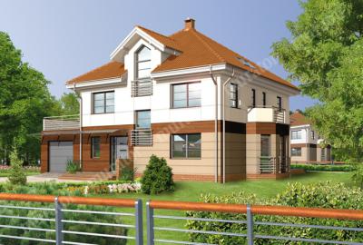 Проект дома Янтарь (энергосберегающий) ЭЦ252 вид спереди