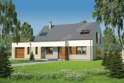 Проект дома Зеленый приют - вариант II (энергосберегающий) ЭМ152б вид спереди