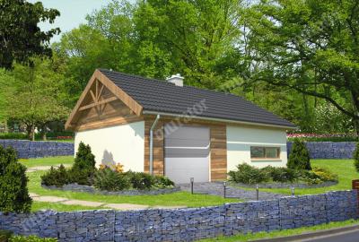 Проект дома Гараж с хозпомещением, котельной и навесом ГЦ70 вид спереди