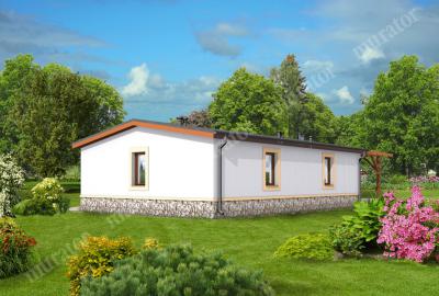 Проект дома Гараж с жилой частью, хозяйственным помещением  и навесом для отдыха ГЦ50 вид со стороны