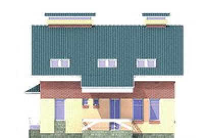 Проект дома Кирпичный одноэтажный коттедж 33-47 Визуализация сблокированного дома со стороны фасада