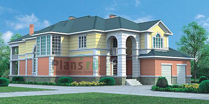 Проект дома Кирпичный двухэтажный загородный дом 30-57 Визуализация фасада