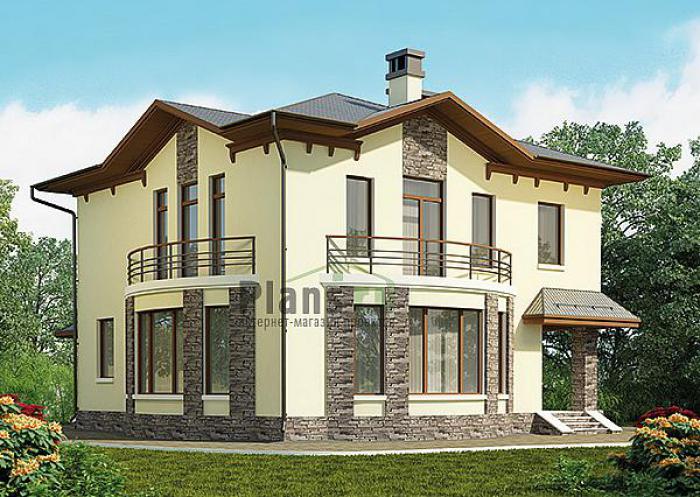 Проект дома Кирпичный двухэтажный дом 42-38 Визуализация фасада