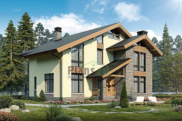 Проект дома Кирпичный загородный дом с мансардой 40-74 Визуализация фасада