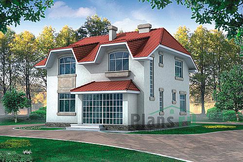 Проект дома Кирпичный 1-этажный дом с мансардой 32-35 Визуализация фасада