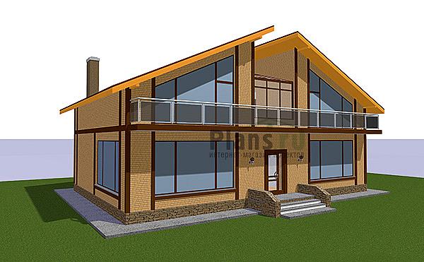 Проект дома Бетонный мансардный дом 62-64 Визуализация фасада