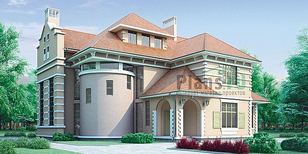 Проект дома Кирпичный двухэтажный дом с мансардой 35-07 Визуализация фасада