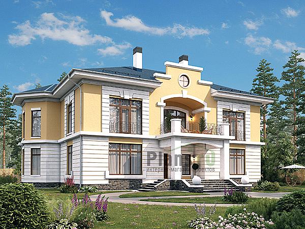 Проект дома Кирпичный двухэтажный коттедж 43-25 Визуализация фасада