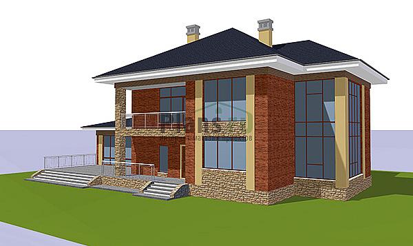 Проект дома Бетонный одноэтажный дом с мансардой 62-22 Визуализация фасада