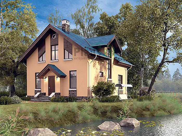 Проект дома Бетонный загородный дом с мансардой 56-35 Визуализация фасада
