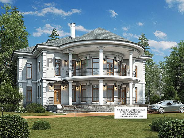 Проект дома Кирпичный двухэтажный коттедж 43-21 Визуализация фасада