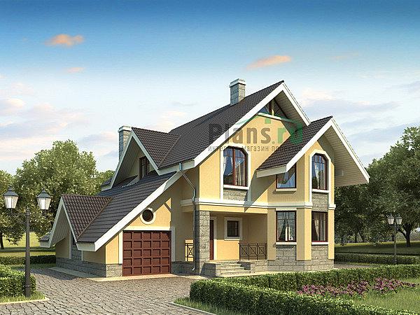Проект дома Кирпичный загородный дом с мансардой 71-09 Визуализация фасада