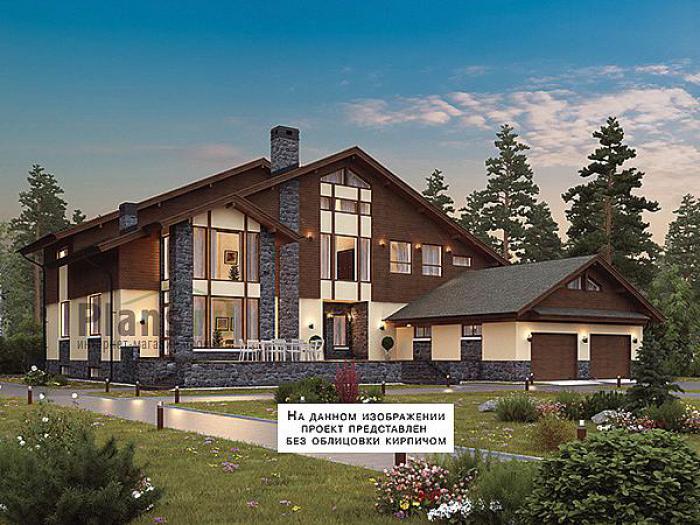 Проект дома Кирпичный дом с мансардой и цоколем 43-50 Визуализация фасада