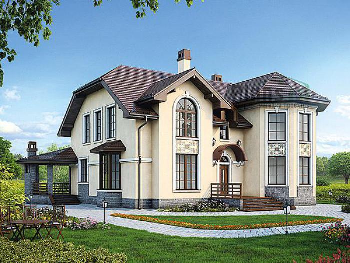 Проект дома Кирпичный загородный дом в 1 этаж с мансардой 42-15 Визуализация фасада