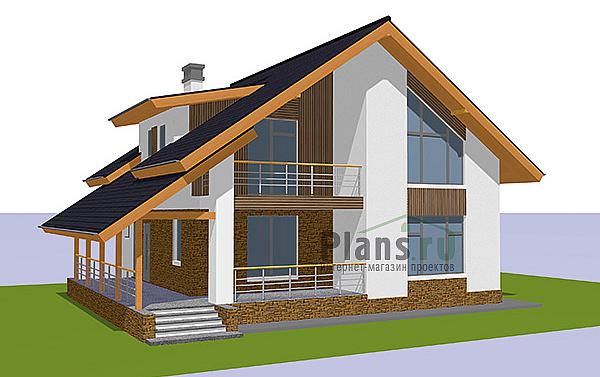 Проект дома Бетонный загородный дом с мансардой 60-06 Визуализация фасада