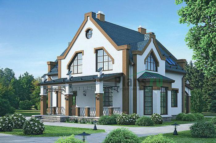 Проект дома Бетонный дом с мансардой 54-48 Визуализация фасада