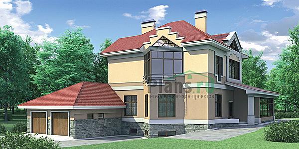 Проект дома Бетонный дом в два этажа с подвалом 52-20 Визуализация фасада