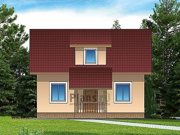 Проект дома Бетонный загородный дом с мансардой 64-72 Визуализация фасада
