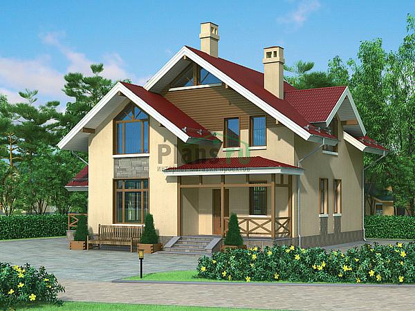 Проект дома Кирпичный 1-этажный дом с мансардой 72-10 Визуализация фасада