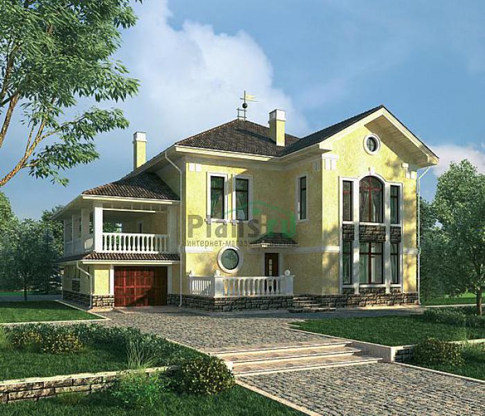 Проект дома Кирпичный двухэтажный загородный дом 37-24 Визуализация фасада