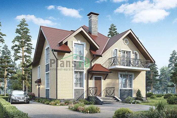 Проект дома Кирпичный мансардный дом 39-22 Визуализация фасада
