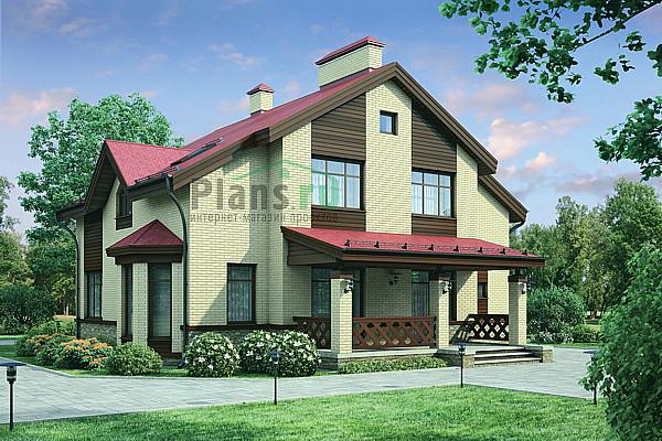 Проект дома Бетонный одноэтажный дом с мансардой 54-87 Визуализация фасада