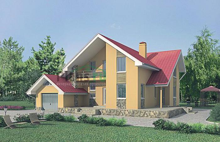 Проект дома Бетонный одноэтажный дом с мансардой 52-46 Визуализация фасада
