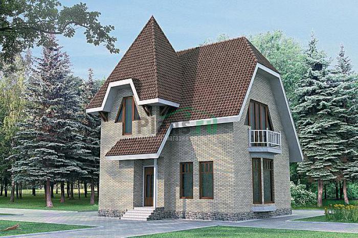 Проект дома Бетонный загородный дом в 1 этаж с мансардой 51-52 Визуализация фасада
