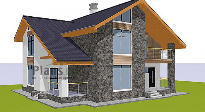 Проект дома Бетонный одноэтажный дом с мансардой 58-64 Визуализация фасада