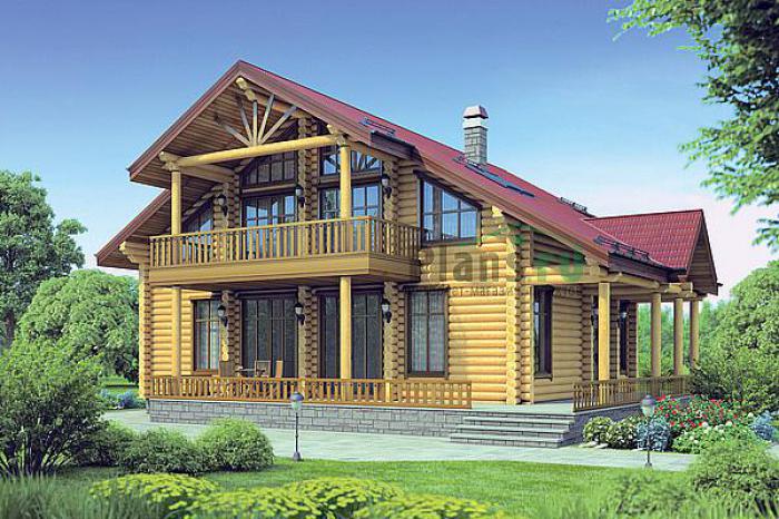 Проект дома Деревянный одноэтажный дом с мансардой 12-18 Визуализация фасада