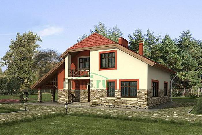 Проект дома Бетонный загородный дом с мансардой 52-49 Визуализация фасада