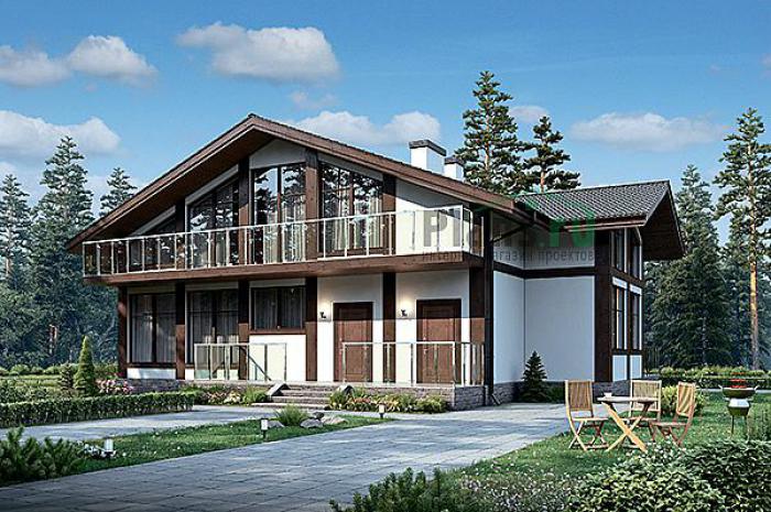 Проект дома Кирпичный загородный дом с мансардой 73-54 Визуализация фасада