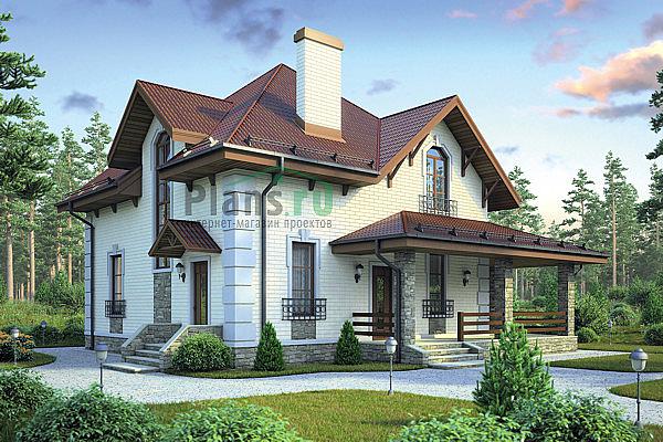 Проект дома Кирпичный дом с мансардой 72-79 Визуализация фасада