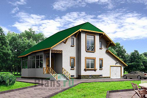 Проект дома Бетонный дом с мансардой и подвальными помещениями 50-10 Визуализация фасада