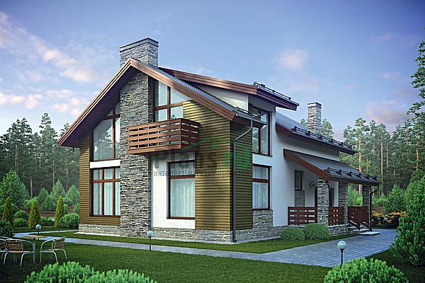Проект дома Кирпичный загородный дом с мансардой 72-97 Визуализация фасада