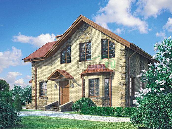Проект дома Бетонный дом с мансардой 54-25 Визуализация фасада