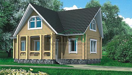 Проект дома Деревянный мансардный дом 10-22 Визуализация фасада
