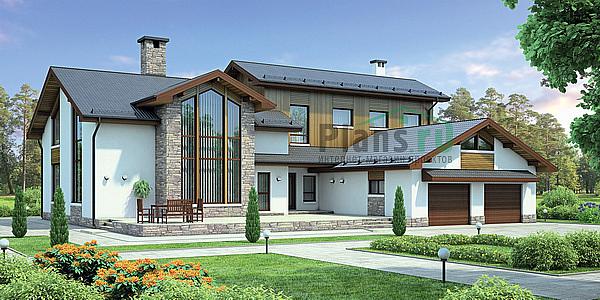 Проект дома Кирпичный загородный дом с мансардой 37-88 Визуализация фасада