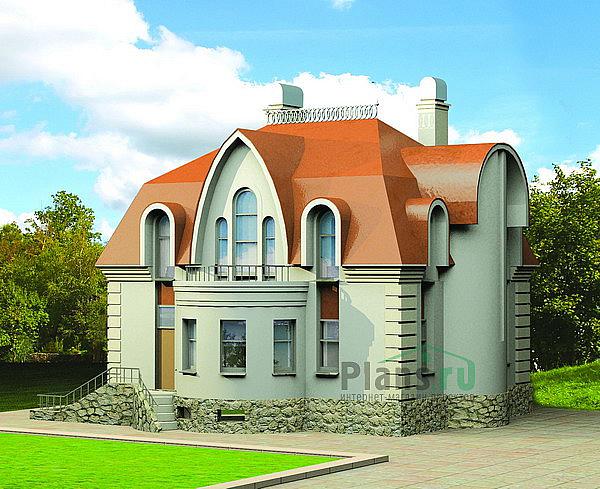 Проект дома Кирпичный дом с мансардой и подвалом 35-47 Визуализация фасада