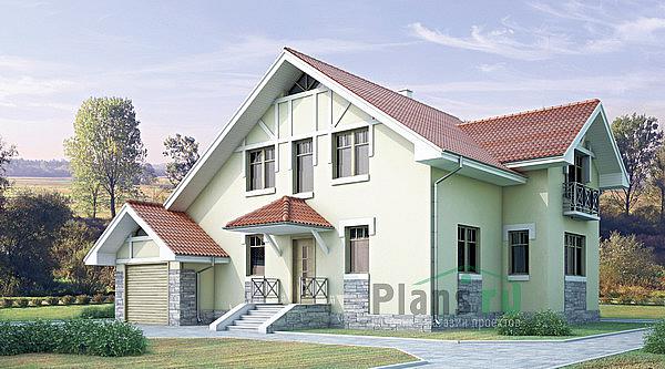 Проект дома Кирпичный дом с мансардой 70-68 Визуализация фасада