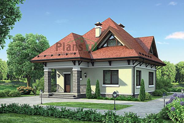 Проект дома Бетонный загородный дом с мансардой 55-25 Визуализация фасада