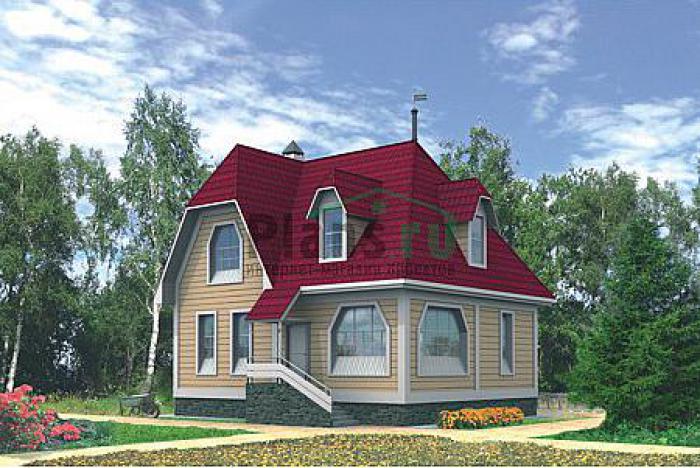 Проект дома Деревянный дом с мансардой 10-27 Визуализация фасада