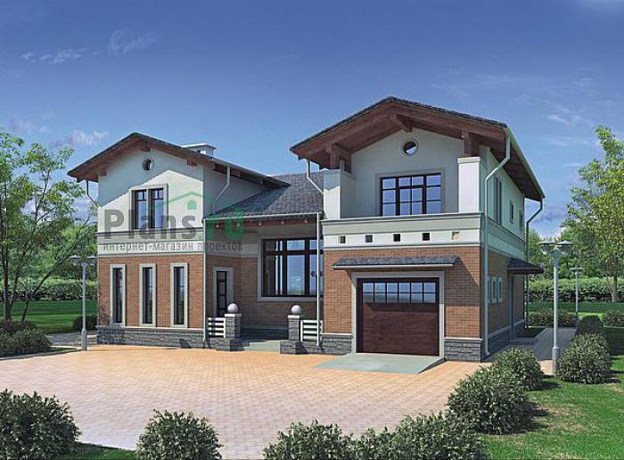 Проект дома Кирпичный двухэтажный загородный дом 33-65 Визуализация фасада
