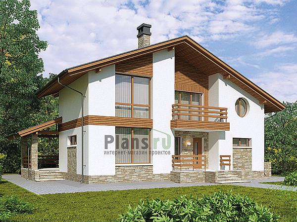 Проект дома Бетонный дом с мансардой 60-91 Визуализация фасада